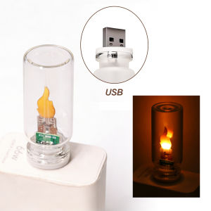 Flickering Flame Light Bulb USB Fire Simulation LED Lamp Retro Warm White Art Decor Home Garden Party Realistic Burning Fire