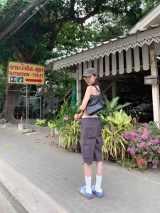 ❣Fortunee ❣ กางเกงวิลเทจ มีกระเป๋าทั้ง2ข้าง กางเกงห้าส่วน ขากว้าง เท่ๆ กางเกงผู้หญิง