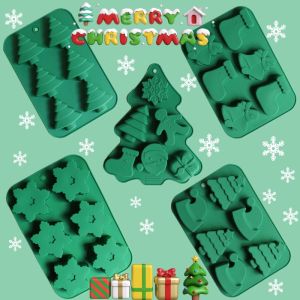 Baking Cake Silicone Mold Christmas Tree Socks Snowflakes Santa Claus Gingerbread Peoples Festival DIY Baking And Sugar