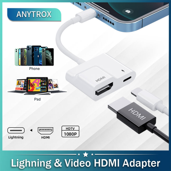 Certifié Apple MFi - Adaptateur Lightning HDMI pour iPhone, adaptateur AV numérique 1080p vidéo et audio - Connecteur HDMI Lightning pour iPhone 14 /13/12/11/XS/XR/X/8/7