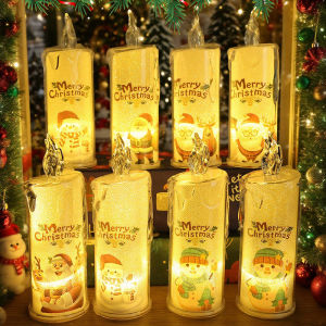 Polocat Giáng Sinh Vui Vẻ LED Xé Nến điện tử nến mô phỏng Ánh Sáng Ông Già Noel Người Tuyết Đèn thân xe trang trí lễ hội Trang Trí