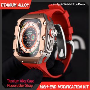 Luxury Titanium Alloy Richard RM Mod Kit for Apple Watch Ultra 2 / Ultra 49mm New Premium GD Series Titanium Alloy Case with Fluororubber Strap Kit