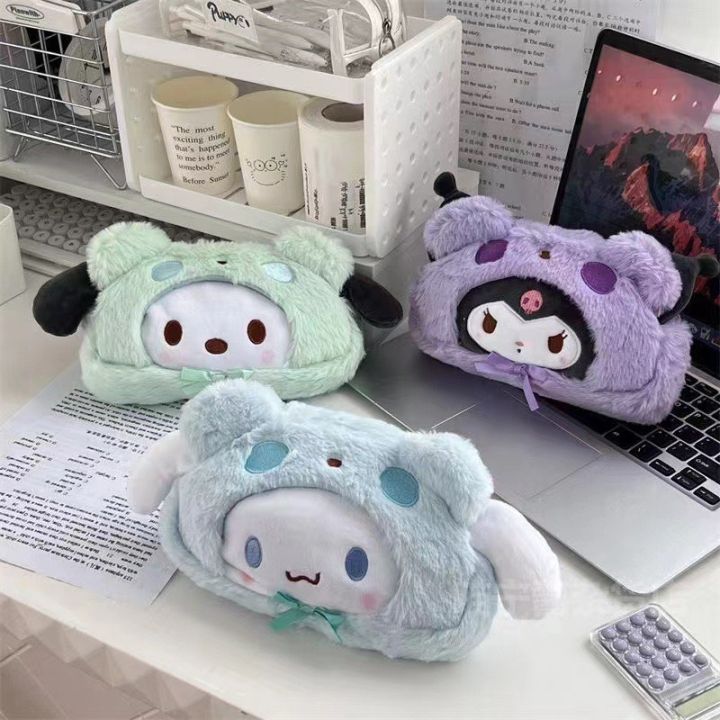 Kawaii Sanrio Cinnamoroll Kuromi Pencil Case Plush Large Capacity ...