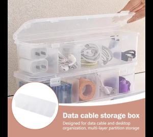 Transparent Compartment Storage Box Data Cable Classification Box Household Organization Box Underwear and Socks Storage Box