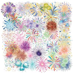 50-Pack Durable Waterproof PET Stickers Pack Creative Cartoon Firework Decorations Versatile DIY Adhesive Decals