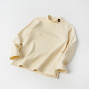 Class a Childrens Pure Cotton Half High Collar Long Sleeve T-Shirt Autumn Winter Style Boys Girls Base Shirt Warm Casual Wear