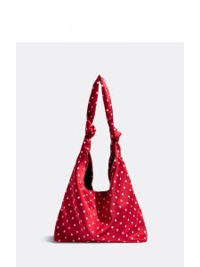MABULA | Retro Floral Small Unique Red Canvas Tote Shoulder Bag