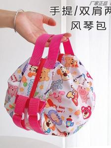 Large Capacity Cartoon Accordion Foldable Eco-friendly Canvas Bag Reusable Shopping Bag Travel Shoulder Handbag Durable