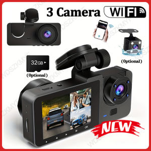 Triple Lens WiFi Dashcam 2/3 Channel Car Camera 1080P HD Video Recorder Night Vision Car DVR with Wide Angle for Front and Rea