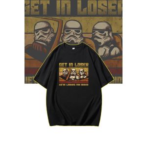Hot Toys | Retro Star Wars Round-neck Short-sleeved T-shirt - Mandalorian - Mens and Womens Childrens Pure Cotton Shirt