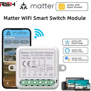 Matter WiFi Smart Switch Module Neutral Wire Required Smart Home DIY Light Breaker Works with Apple Homekit Alexa Google Home