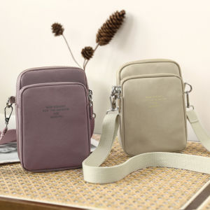 2025 New Womens Crossbody Bag Lightweight Three-layer Mini Pouch Vertical Mobile Phone Bag Fabric Wallet Compact Size