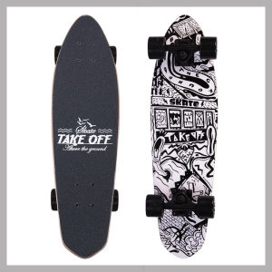 TakeOff Professional Street Skateboard for Beginners Maple Wood Fish Shape Street Brushing Adult Skateboard Double Kickboard