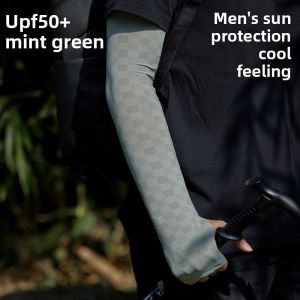 Miiow | Mens Sunscreen Ice Sleeve 2024 New Ice Silk Arm Cover Summer UV Protection Driving Cycling Fishing Breathable Lightweight Sleeve