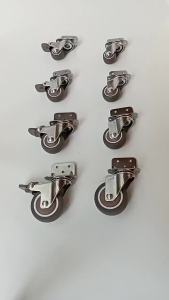 1.5/2 Inch Side Mount Casters L-Shaped Rubber Casters Set of 4 Caster Wheels for Furniture Cribs Kitchens Cabinets Tables