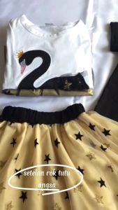 SETELAN ROK TUTU ANAK PEREMPUAN BORDIR ANGSA IMPORT
