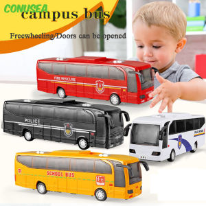 Children toys School Police Bus Car Model Inertial Simulation Diecasting Childrens Toy Car Sound Light Pull Back Toy Car Gift