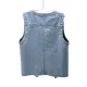 Spring Summer Denim Round Neck Vest Women's Cropped Loose-Fit Korean BF Sleeveless Jacket Shoulder Vest Outerwear. 