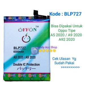 Baterai Doublepower Oppo A5 2020 A9 2020 A92 2020 Blp727 Batre Double Power Battery