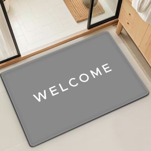Cute Welcome Cozy Door Mat Bath Microfiber Decorative Versatile Flannel Floor Mat Quick Dry Absorbent Non-slip Sole