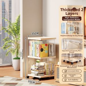 MEIZHUFU | Rotatable Transparent Bookshelf Storage Cabinet