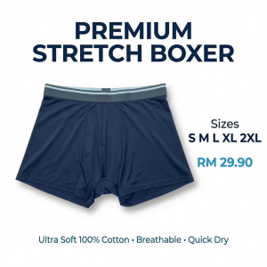 [3-PCS] Premium Cotton Boxer Briefs Men Underwear 100% Cotton Breathable Ultra Soft Stretch Quick Dry Seluar Dalam Lelaki S-2XL