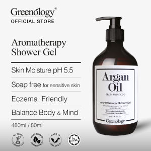 Greenology Natural Argan Oil Aromatherapy Shower Gel 480ml | Dry Skin · Soap free · Eczema Psoriasis Friendly · Bath Gel