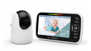 651 Video Baby Monitor with LCD Display, Pan/Tilt, Zoom, IR Night Vision, and Intercom, for Kids, White