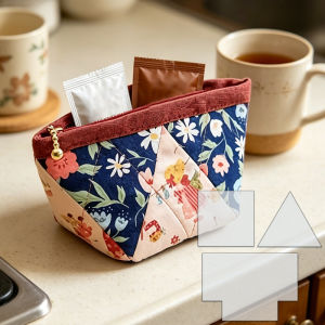 YOMDID 3pcs Multi-Functional Storage Bag Transparent PET Sewing Template Compatible with Sewing Machines and Hand Stitching