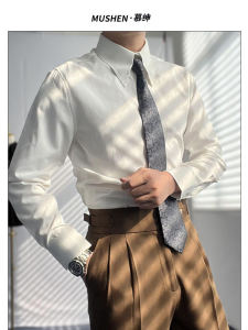 Mushen Mushen New Arrival Italian Long Pointed Collar Shirt Non-Ironing Fashion Casual British Pure Color Cotton Long Sleeves Shirt