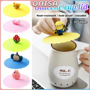 Onisa Cute Anti-slip Anti-dust Silicone Cup Mug Cover Reusable Dustproof Cartoon Lid