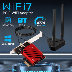 FENVI WI-FI 7 BE200 PCIE WiFi Adapter FV-BE8800 WIfi7 BT5.4 Tri-Band 2.4G/5G/6G Desktop Wireless Network Card For Win10/Win11
