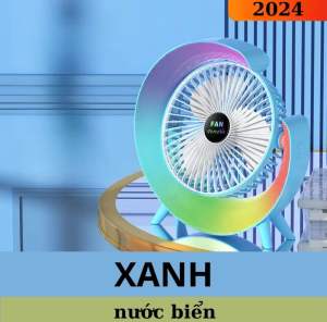 Quạt tích điện để bàn kết hợp đèn LEd đa sắc màu 2025