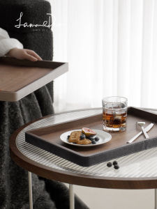 LAMOME DECO | Walnut Wood and Leather Snack Storage Tray