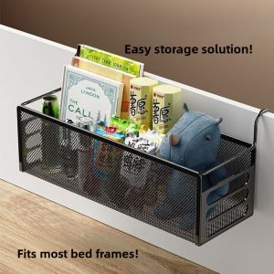 Hanging Storage Rack Bedside Dormitory Shelf Iron Material Strong Load Bearing No Drilling Required Bed Head Organizer