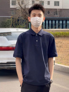 Youthful Feeling Dark Blue Short Sleeve Mens Polo Shirt Summer American Retro Style Half Sleeve T-Shirt College Fashion