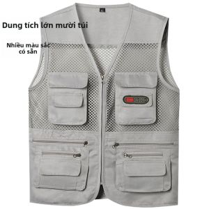 Áo Vest Lưới Mỏng Mùa Hè Cho Nam Áo Khoác Ngoài Thường Ngày Chống Thấm Nước Chống Bụi Chống Tĩnh Điện Áo Khoác Ngoài Chụp Ảnh Leo Núi