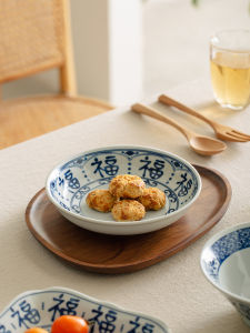 Chinese Style Ceramic Serving Plate round Shape Fú Character Cold Dish Plate Home Use Dining Utensils New 2024 Premium Feeling