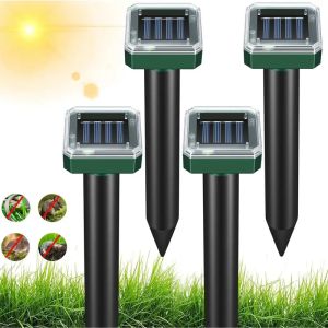 1/2/4pcs Solar Powered Ultrasonic Sonic Mole Pest Rodent Repeller Repellent Yard Outdoor Lamp Backyard Farmland Mouse Repeller