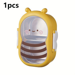 Cute Bee-Shaped Kids Lunch Box Leakproof Stainless Steel Bento Box with Divided Compartments Food-Safe Meal Prep Container