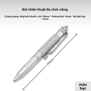 1 Chiếc Bút Chiến Thuật Bằng Nhôm Hàng Không Với Dụng Cụ Phá Kính Chống Trượt Quân Sự Tự Vệ EDC Dụng Cụ Ngoài Trời