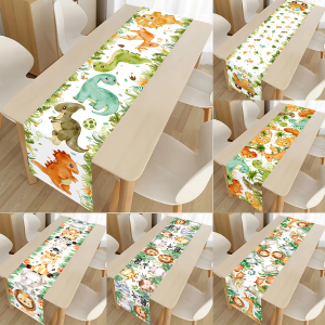 180*35cm Dinosaur Table Runner Jungle Forest Theme Roar Dino One Birthday Party Tablecover Jungle Safari Wild One Party Decor