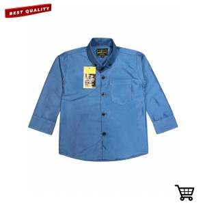 NEW Kemeja couple dewasa ayah dan anak anak balita lengan panjang pendek warna blue denim steel katun formal casual polos kopel nyaman adem