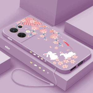 Oppo Reno8 Pro+ Cute Rabbit Cartoon Full Cover Lens Liquid Silicone Ultra Thin Anti-Fall Phone Case Womens 5G High-End Shell