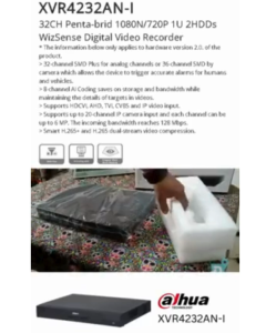 DAHUA XVR4232AN-I DVR 32CH WizSense DVR 32 CHANNEL HDCVI AHD TVI CVBS