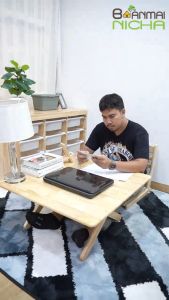 Baanmainicha โต๊ะญี่ปุ่น โต๊ะนั่งพื้น โต๊ะพับญี่ปุ่น พับได้ ไม้ยางพารา มี 2 ขนาด จัดส่งฟรี! บ้านไม้ณิชา