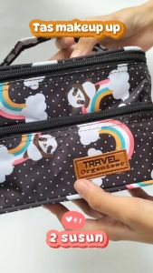 Tas Make Up Susun Mini & Pouch Kosmetik Waterproof: Travel Organizer Alat Rias Motif