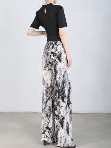 FIGHT FISH | Watercolor Chinese Style Pure Silk Wide Leg Pants