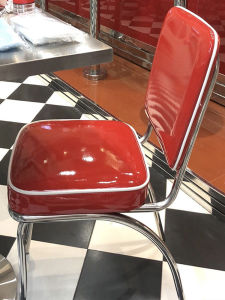 American Style Retro Diner Restaurant Chairs Red Fast Food Chair 1950s Burger Shop Chairs Vintage Master Design Leather Seat