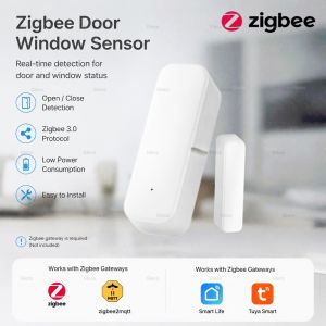 Zigbee Door Window Entry Sensor Security Burglar Magnetic Alarm Smart Life Contact Detector For Alexa Google Home Tuya 2MQTT Hub